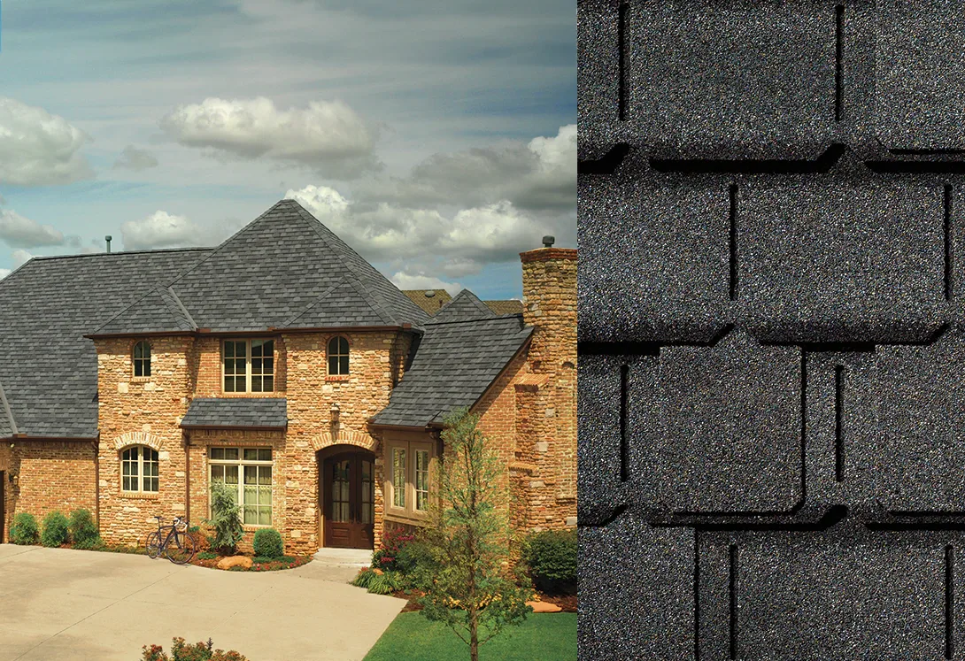 Antique Slate GAF Camelot II shingles on a home