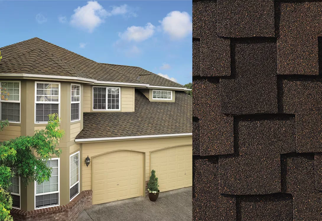 Autumn Brown GAF Grand Sequoia shingles on a home
