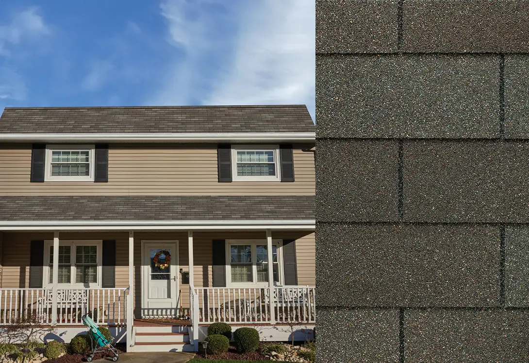 Weathered Gray GAF Royal Sovereign shingles on a home