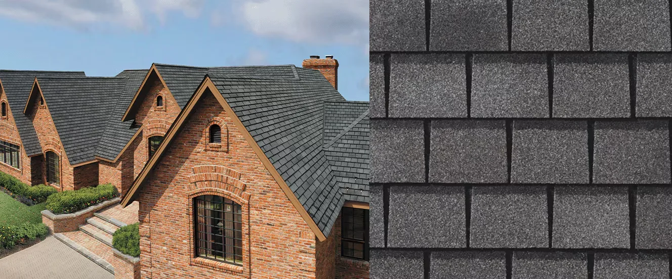Antique Slate GAF Slateline shingles on a home