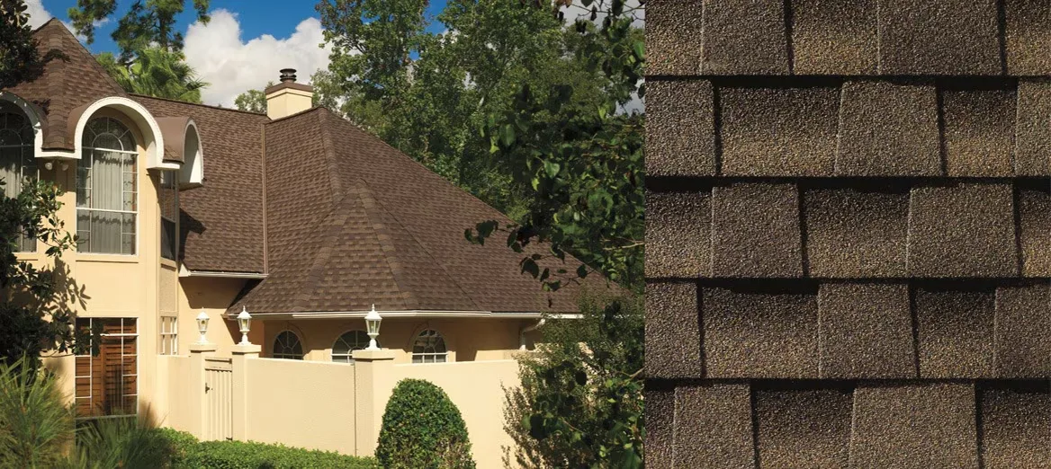 Barkwood GAF Timberline AS II shingles on a home