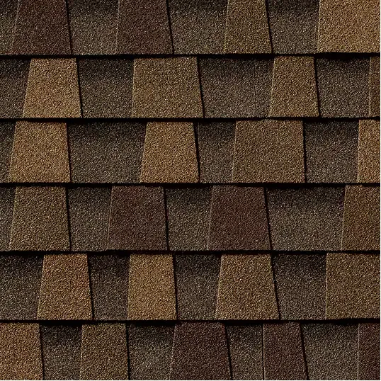 GAF Timberline HDZ shingle swatch in Chestnut Valley