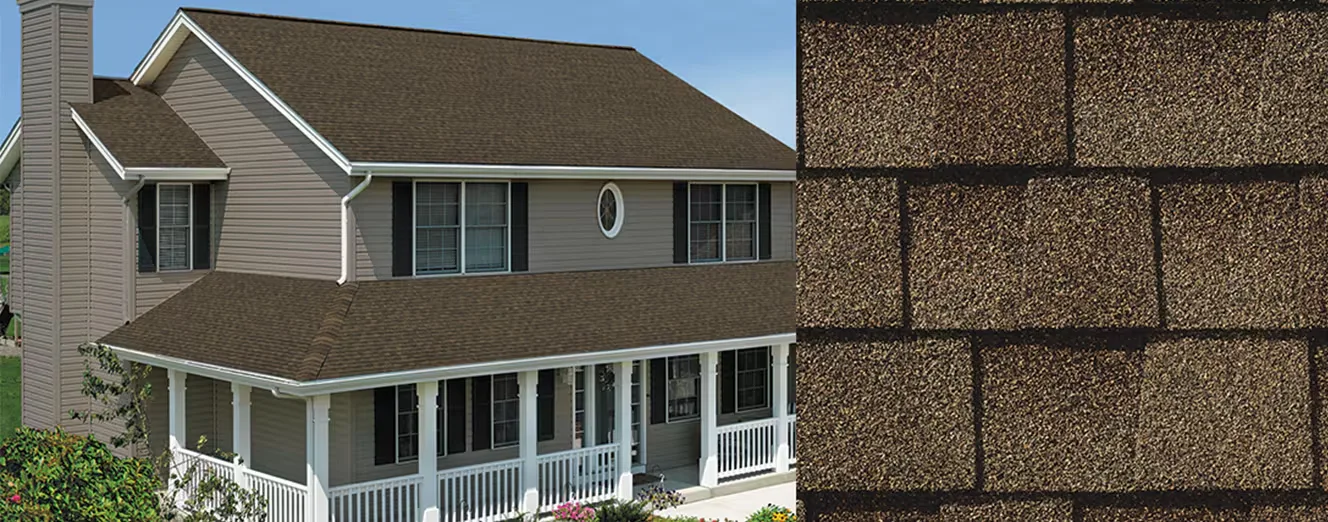 Barkwood GAF Timberline NS shingles on a home