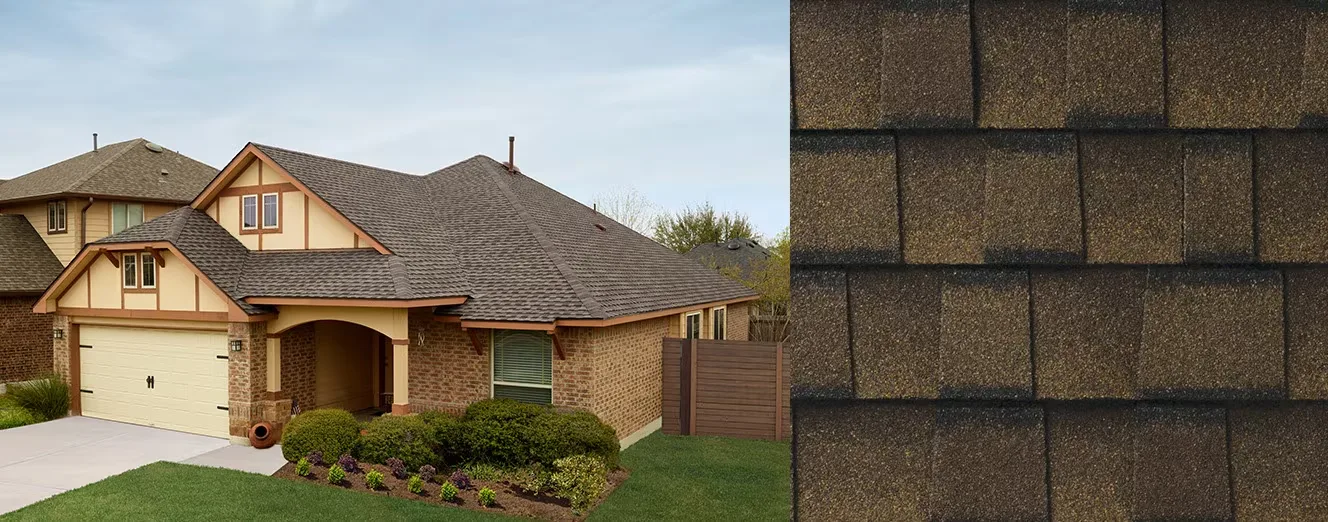 Barkwood GAF Timberline UHDZ shingles on a home