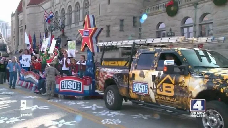 John Beal Roofing truck in a local holiday parade