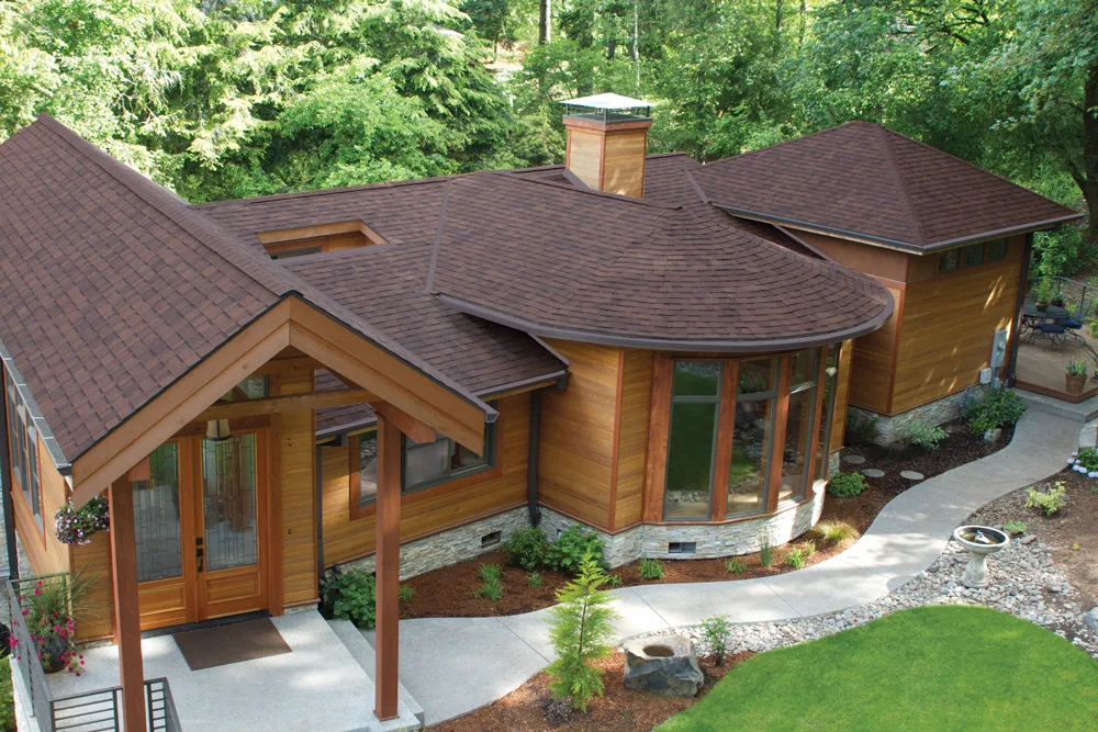 Antique Brown Malarkey shingles on a home