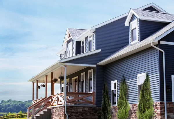 Cedar Peaks siding in Sea Slate — home exterior