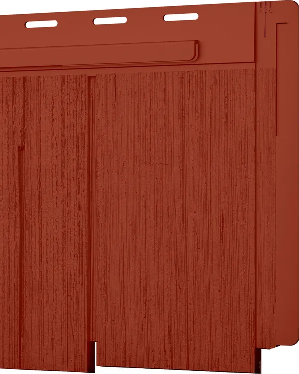 Harbor Mill siding in Harvest Red — close-up detail, John Beal Roofing siding colors