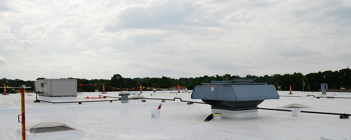 A commercial TPO roof.